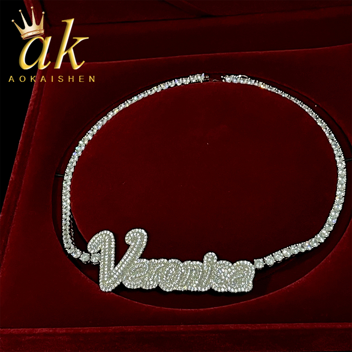Street Fashion Name - Aokaishen Custom Cursive Letter Name Necklace