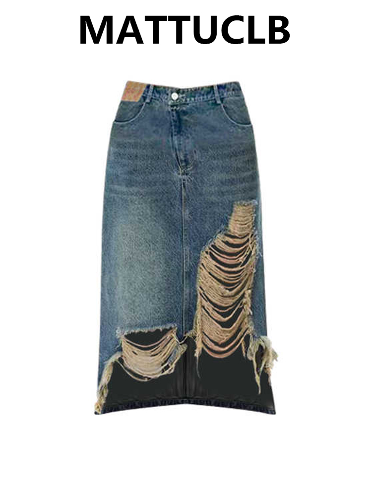 Women 2000s Midi Skirt Ripped  – Street Fashion American Bewertung und Preis