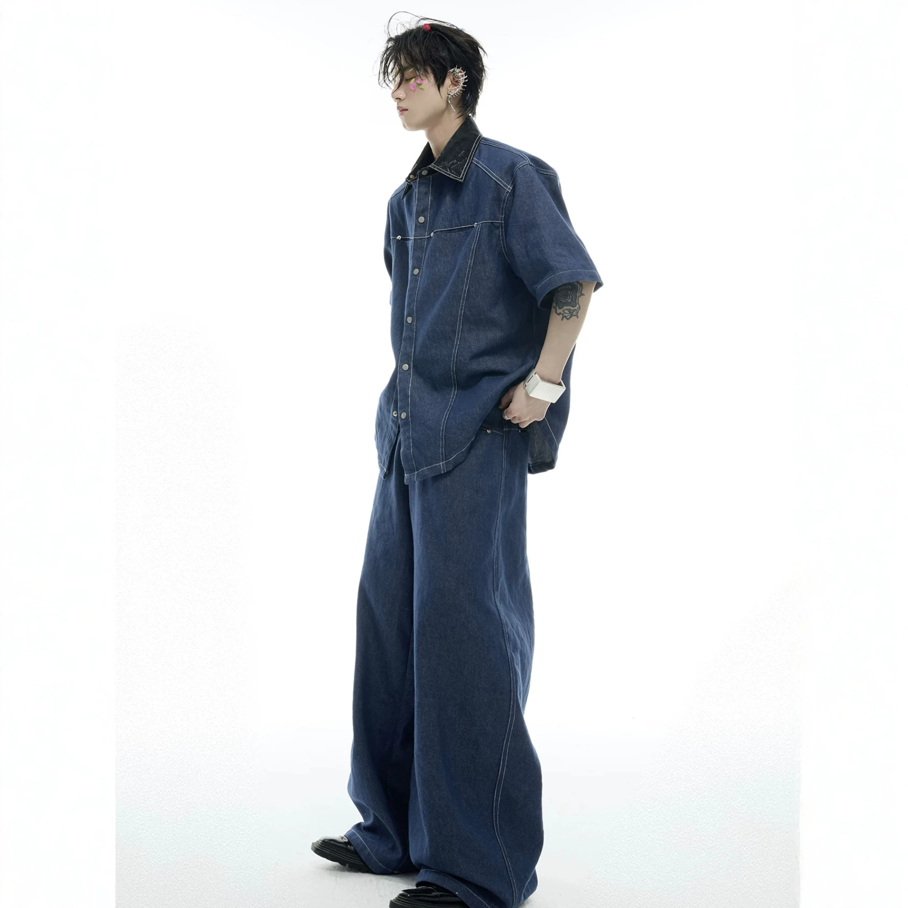 Summer Men's Denim Matching Se – Street Fashion American Bewertung und Preis