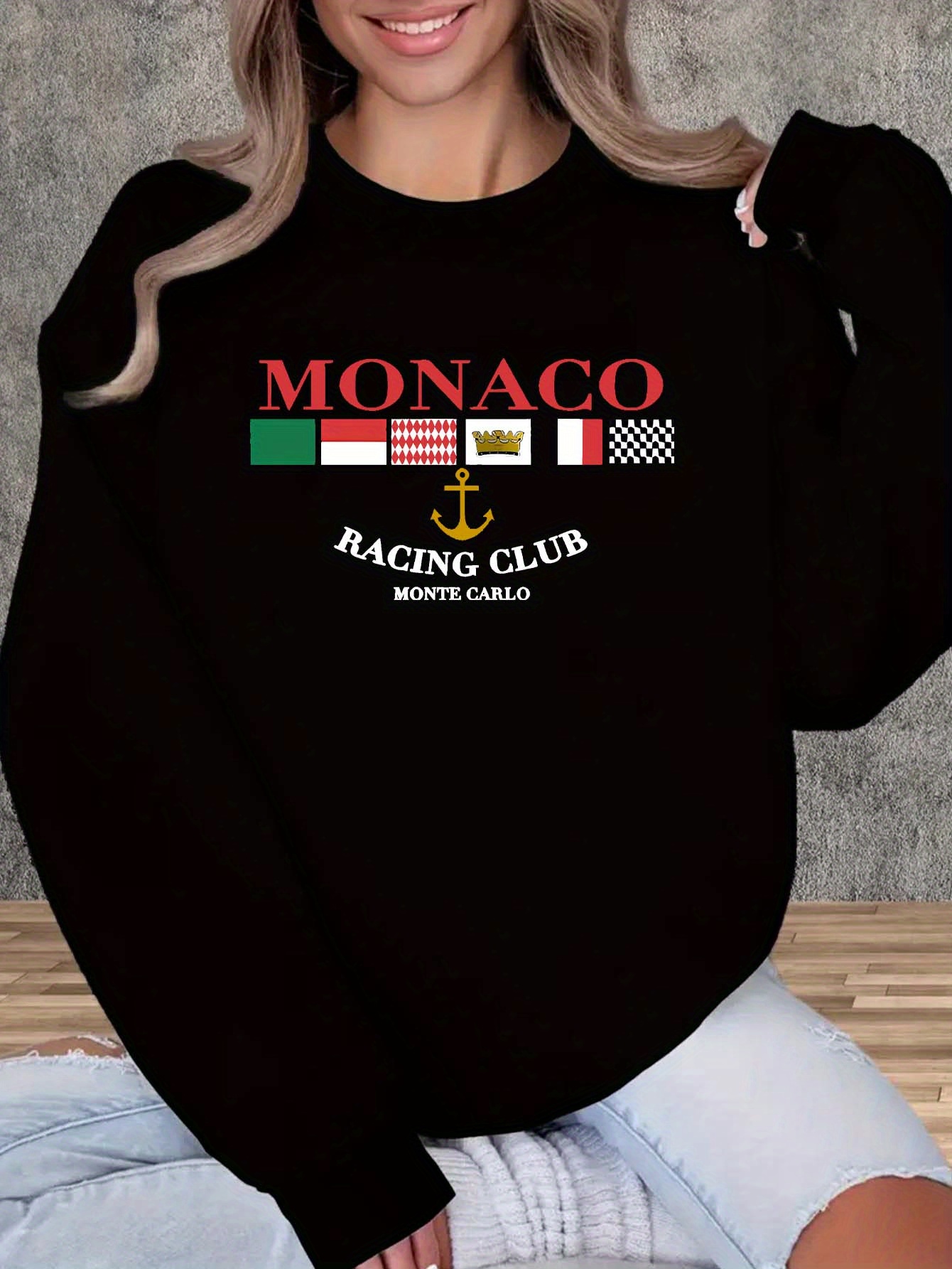 Women's MONACO Print Sweatshir – Street Fashion Monaco Bewertung und Preis