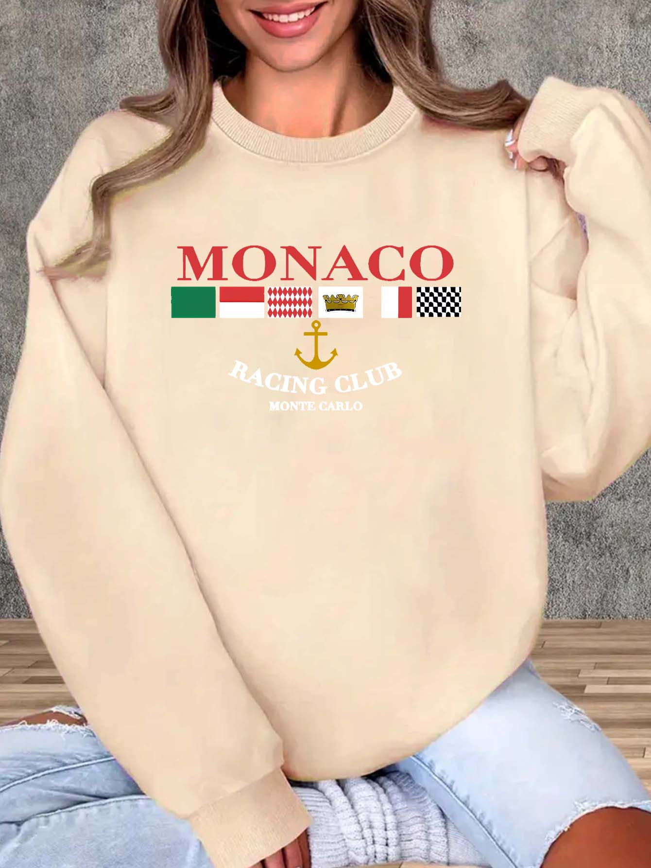 Women's MONACO Print Sweatshir – Street Fashion Monaco Bewertung und Preis