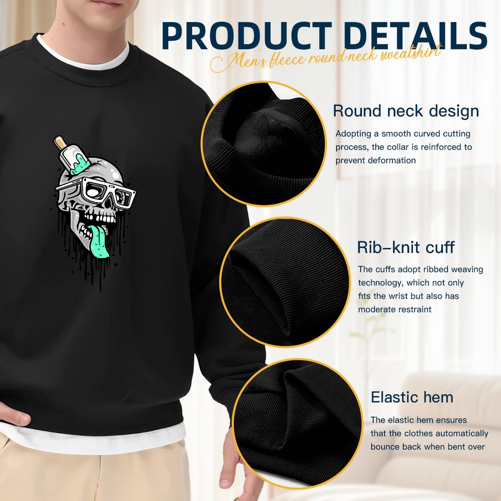 Men's Black Crew Neck Loose Sw – Quirky Street Fashion Bewertung und Preis